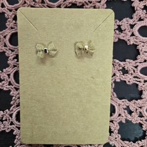 Elegant Gold Toned Tonwa Bow Earrings